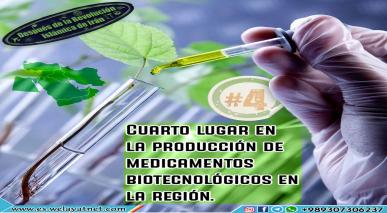 Cuarto lugar en la producción de medicamentos biotecnológicos en la región